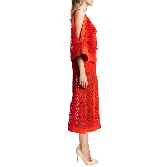ALICE MCCALL Break Love Red Lace Cold Shoulder Midi Dress - Picture 7 of 16